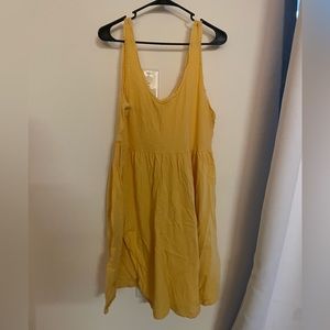 yellow american eagle sun dress tank top with lace edges